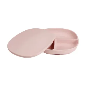 b.box Silicone Plate   Lid with Suction Base Blush Pink