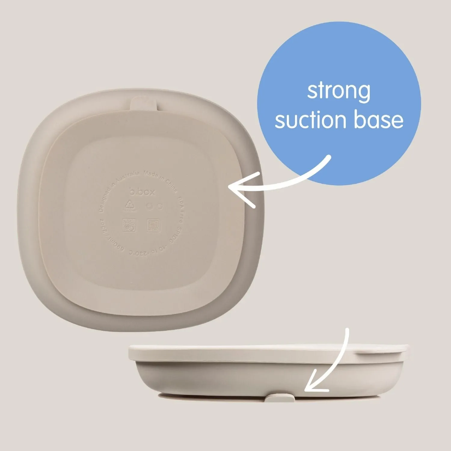 b.box Silicone Plate   Lid with Suction Base Ocean Blue