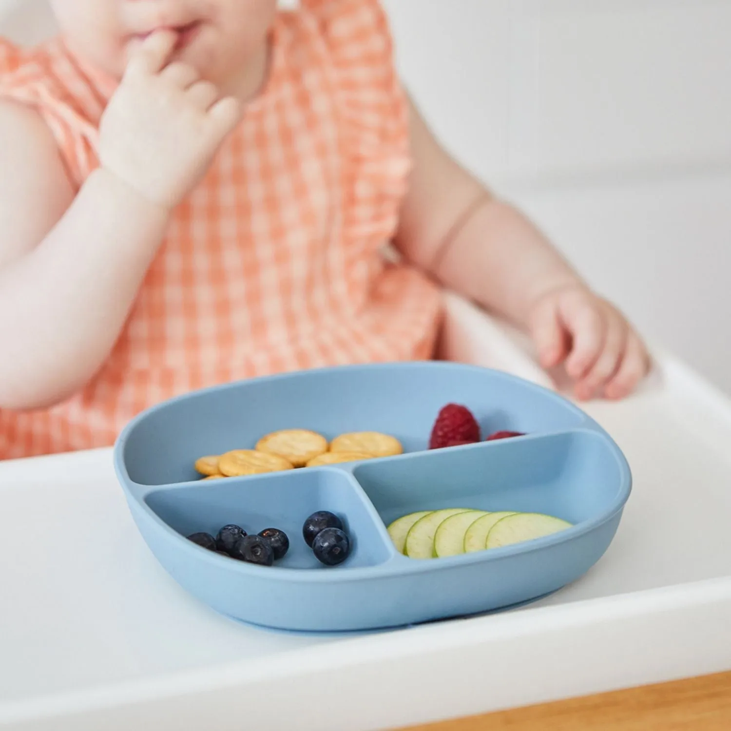 b.box Silicone Plate   Lid with Suction Base Ocean Blue