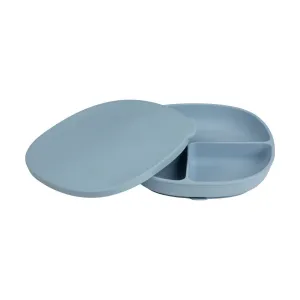 b.box Silicone Plate   Lid with Suction Base Ocean Blue