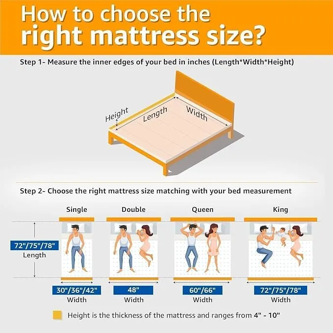 Dr. Smith | Double Size | Orthopedic Mattress Memory Foam Mattress, Mattress Single Bed | 8-Inch | Bed Mattress, Double Size Mattress (72x48x8 Inches, Medium Firm) - Grey