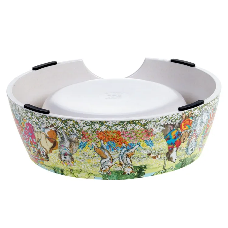 Peace, Love And Treats Bamboo Fiber Pet Bowls with Stainless Steel Insert Set of 2