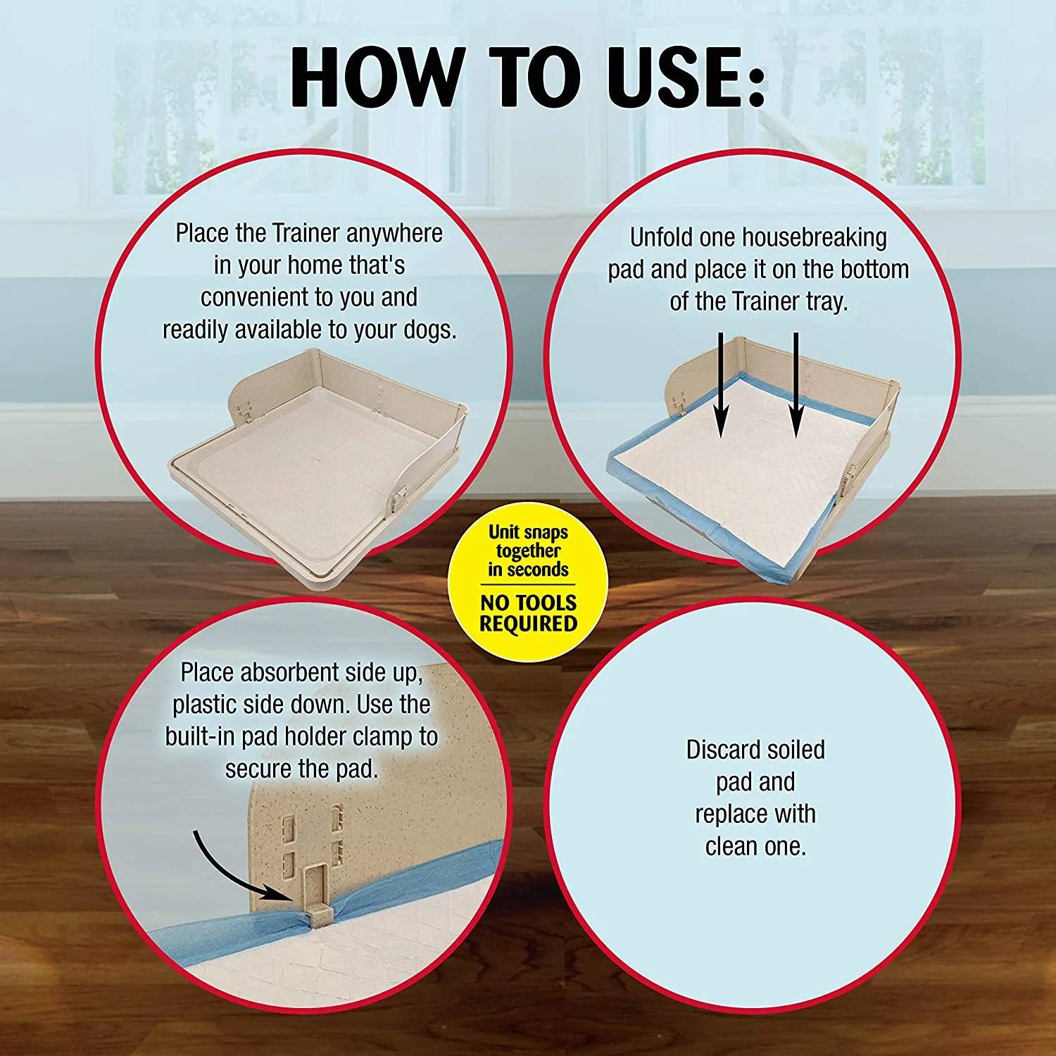 Pee Pad Holder with Walls - Wee-Wee Pad On Target Trainer Pee Pad Tray - Four Paws