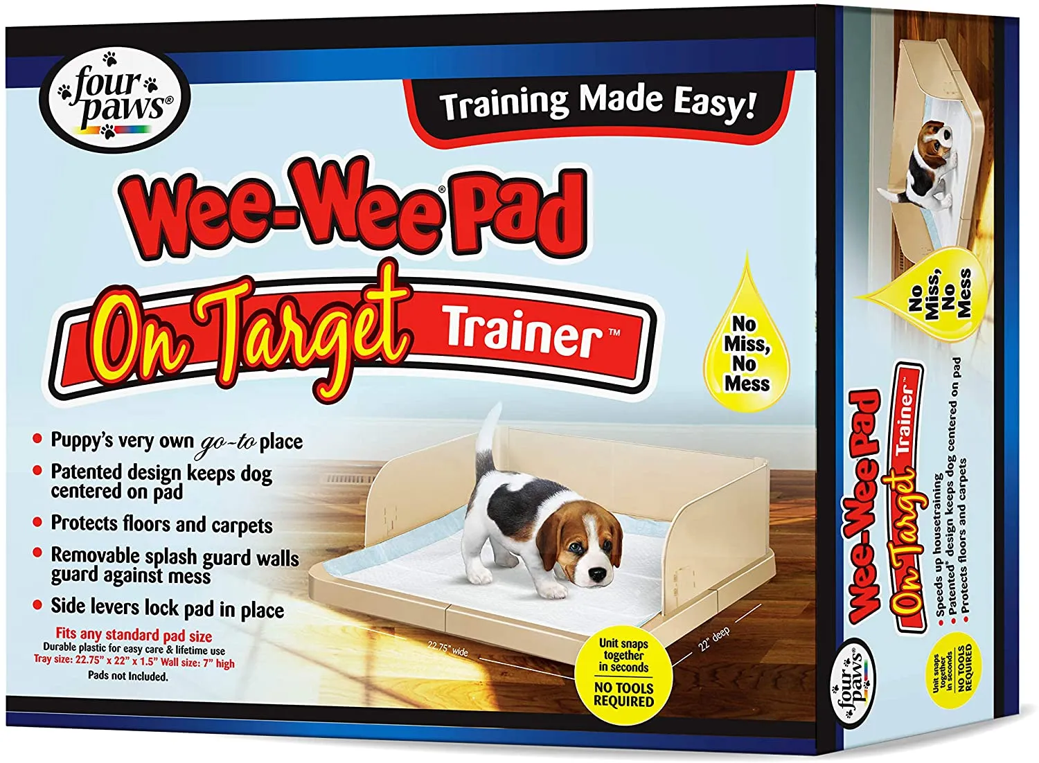 Pee Pad Holder with Walls - Wee-Wee Pad On Target Trainer Pee Pad Tray - Four Paws