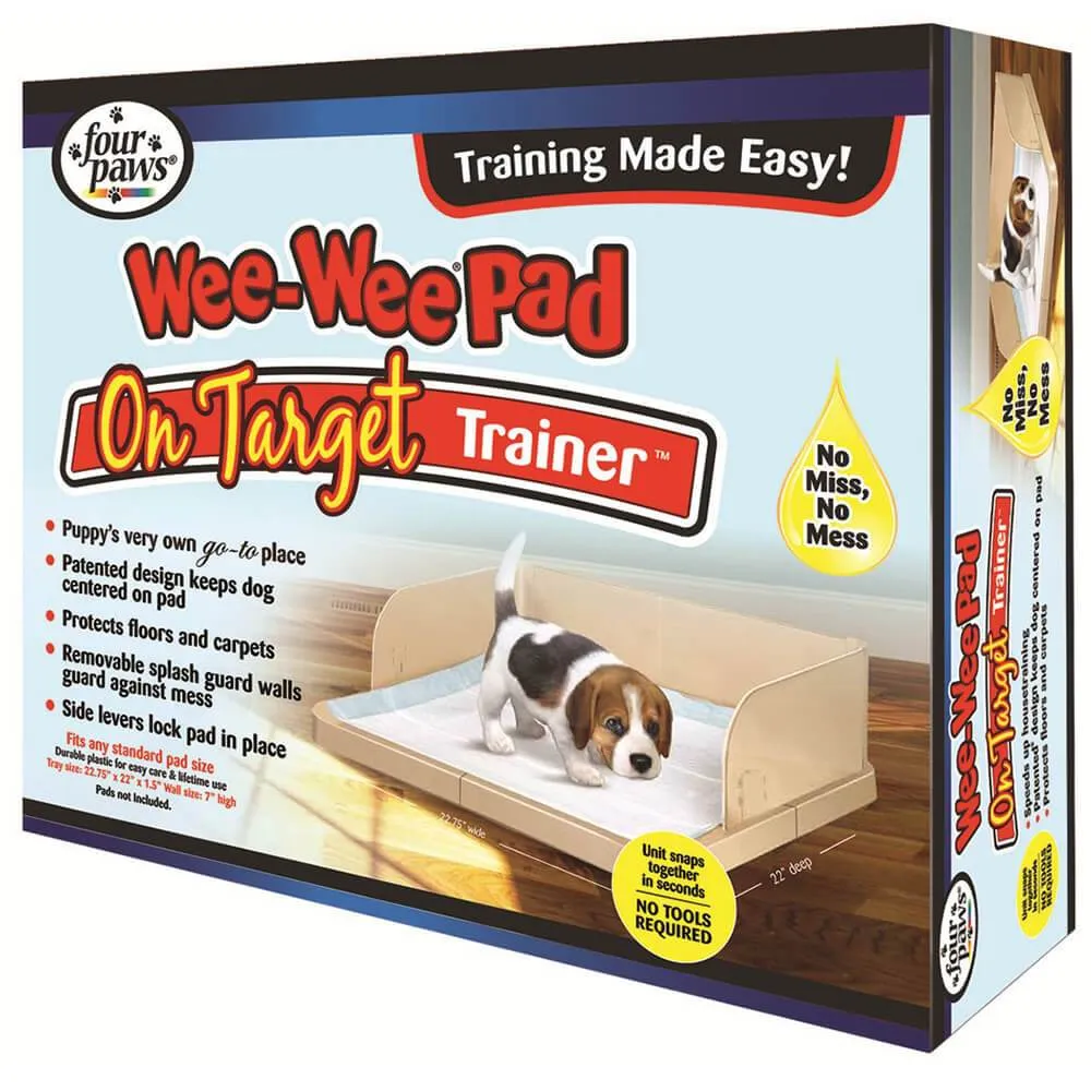 Pee Pad Holder with Walls - Wee-Wee Pad On Target Trainer Pee Pad Tray - Four Paws